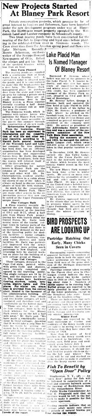 Blaney Park Resort - 1938 Article (newer photo)